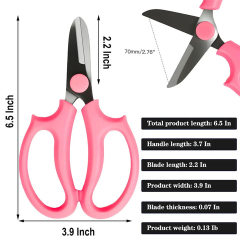 Three Pack Garden Flower Scissors Stainless Steel Floral Shears With All Day Comfort Grip Handles 6.5 inch length