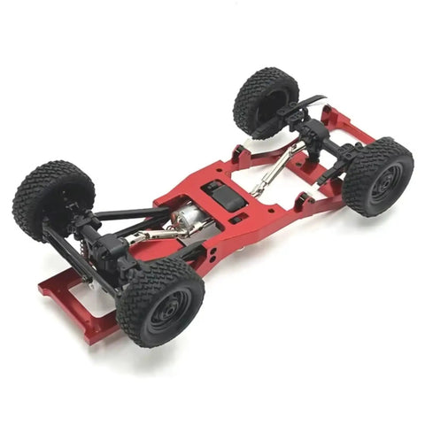 6061 Aluminum RC Car Chassis Frame For MN82 LC79 1/12 Scale, Beefed-Up Metal Upgrade Kit in red with wheels attached