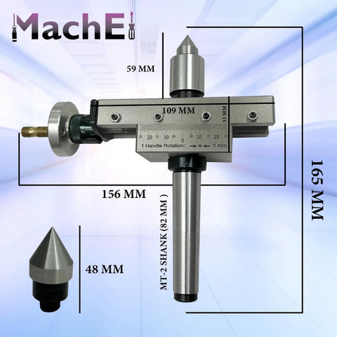 Pro Grade Taper Turning System For Lathe Tailstock With Live Center And Dead Center Options Built Tough From Premium Castings And Tool Steel Compatible With Morse Tapers MT1 To MT4 Ideal For MT2 Lathe Setups, showing dimensions and parts