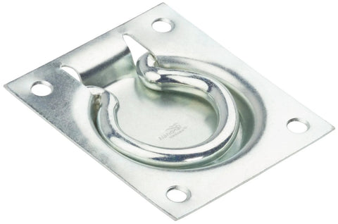 Flush Ring Pull For Chests And Doors Recessed Surface Mount With Four Screws Included Steel Zinc Plated For Panels 1/4 Inch Or Larger