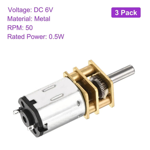 6V Micro DC Gearbox Motor With 50 RPM Output And 1 To 298 Reduction 3mm Shaft 10mm Output Shaft Length Metal Case