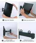 Rock Solid Full Motion Wall Mount TV Bracket With Ridiculously Smooth Swivel Arms And Effortless Tilt For 10 Up To 32 Inch Curved Screens Adjustable Display Stand demonstrating 360° rotation and tilt features.