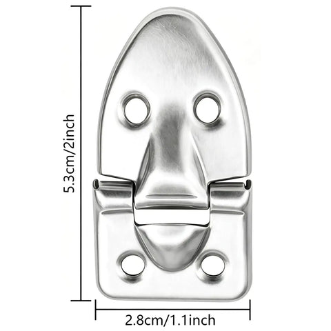 Close-up of a hinge from 4 Pack Silver Cabinet Hinges With 16 Screws For Wooden Boxes Flip Top Boxes Gift Boxes Cabinets Drawers And Diy Dollhouse Projects Durable Anti Rust Hardware That Resists Deformation And Is Easy To Install.
