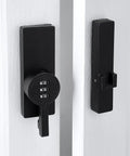 180 Degree Barn Door Lock With 3 Digit Keyless Password, Mechanical Lock, Flip Latch Combo, black, installed on door