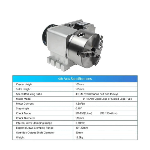 Built Tough Cnc Rotary Axis Fourth A Kit featuring smooth three jaw chuck and 30mm bore, detailed specifications and structure.