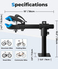 Heavy Duty Bike Repair Stand With Bench Mount For Home Garage Use Easy Clamp And Workbench Setup Perfect For Road And Mountain Bikes MTB Maintenance Rack Quick Adjustments Durable Black specifications