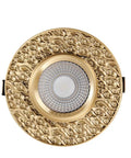 Pack Of 10 Sleek LED Recessed Downlights Featuring Slick Brass Baffle Trim And Top Shelf CRI 90 Plus Output circular brass downlight with textured trim.