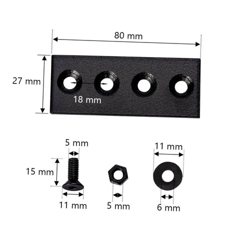 Track Mending Plates Heavy Duty Bracket Connector For Barn Door Tracks Seamless Repair For Sliding Doors And Furniture Durable Carbon Steel 4 Hole Brace Plates with dimensions 80x27 mm.