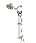 Drill-Free Adjustable Height Shower Bar Kit With 5-Function Rainfall Shower Head And Panda Handheld Sprayer, Satin Nickel Finish