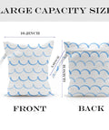 Front and back view of Waterproof Wet Dry Bag For Swim Gear And Travel with minimalist line art, 10.2 x 12.6 inches.