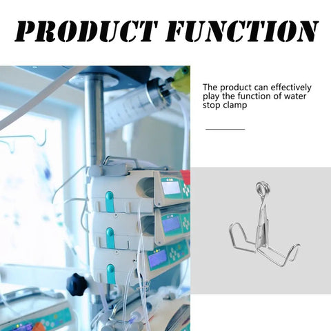 Spring Flow Control Tube Clamps With Bracket Feet shown near medical equipment