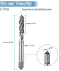 Top Shelf Spiral Flute Thread Taps 1/4-20 Unc 2B Right Hand Machine Threading Bits M2 High Speed Steel Screw Repair Kit 2 Pack dimensions