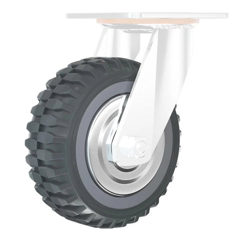 Close-up of 2 Pack 4 Inch Heavy Duty Rubber Replacement Caster Wheel with precision ball bearings and 360 degree swivel plate