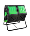 31 Gallon Dual Chamber Rotating Compost Bin With Tumbling Action No Dig Easy Turn Sliding Doors And Aeration System BPA Free Garden Compost Tumbler For Quick Effortless Mix Bright Orange, side view
