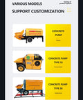 Field Ready Mini Concrete Pump Machine With Portable Hydraulic Setup And Plug And Play Vibrating Screen Filter For No Headache High Pressure Grouting On Any Real Deal Build Site, showcasing three models.