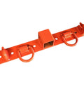 Bolt On Chain Hooks And D Rings Receiver Hitch Kit for compact farm tractors, orange powder-coated steel, universal tow accessory.