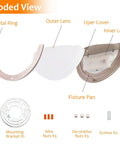 Exploded view of 12 Inch Dimmable LED Wall Sconce With Adjustable 3000K 4000K 5000K Color Temperature components.