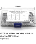 530 Piece 304 Stainless Steel Split Lock Washer Kit With M2 M3 M4 M5 M6 M8 M10 M12 Size Assortment, Heavy Duty Lock Washers That Prevent Nuts And Bolts From Loosening From Vibration, Great For Auto, Machinery, And DIY Projects. 304 stainless steel washer kit in labeled storage case with M2-M12 sizes.