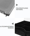 Hella Tough Plastic Parts Organizer Box With Sure Grip Handle and Chunky Dividers showing polypropylene material and multi-compartments.