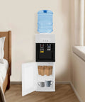 Hot And Cold Water Dispenser With Five Gallon Top Loading Electric Heater And Cooler No Fuss Child Lock in bedroom setup