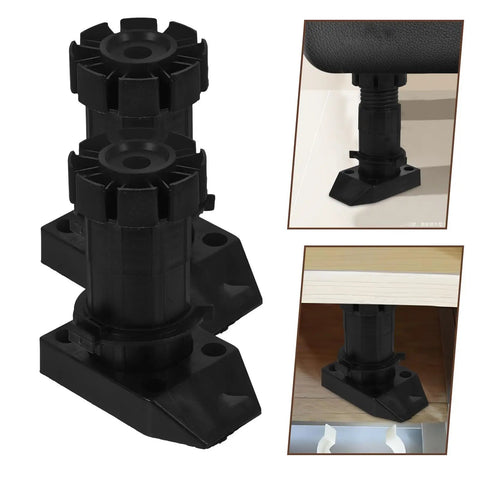 Adjustable Cabinet Legs Black Leveling Feet 4 Pieces with Height Adjustment, moisture-resistant ABS plastic for cabinets