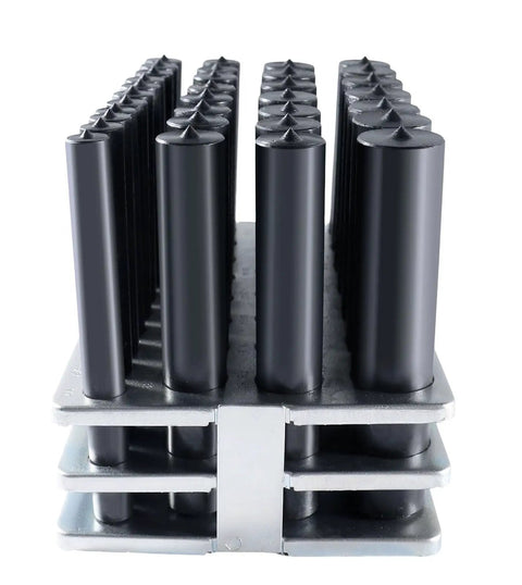 Transfer Punch Set 33-Piece 4 7/8 Inch Long 1/2 To 1 Inch Increments In 64ths Heat-Treated Steel HRC 61-63 front view