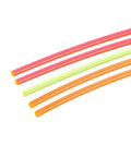 Side view of MECCANIXITY fiber optic PMMA rods, 1.5mm x 20cm, set of 5 in red, pink, lime green, orange