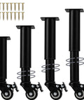 4 Pack Adjustable Furniture Legs With Swivel Casters 360 Degree Rotation Braking Heavy Duty Replacement, side view