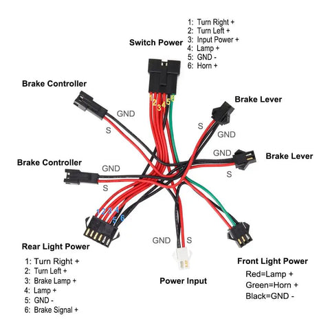 All In One Ebike Light Kit With Front Headlight And Horn Taillight With Turn Signals For Left Or Right 400 Lumen Front Light 80 To 100dB Horn Tail Light With Brake Light Fits Rear Rack Mount 50mm Or 80mm Not Waterproof Connector