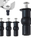 Solid Brass Core Expanding Rubber Screw Bolts For Universal Top Mount Toilet Seats Blind Hole Quick Replacement Hardware Kit four black rubber bolts with metal screws.