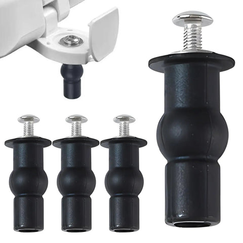 Solid Brass Core Expanding Rubber Screw Bolts For Universal Top Mount Toilet Seats Blind Hole Quick Replacement Hardware Kit four black rubber bolts with metal screws.