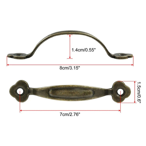 12 Pack Small Barn Door Handles Rustic Bronze Gate Pulls Sliding Door Hardware dimensions front and side view