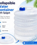 Collapsible Water Container With Spigot Foldable Portable Jug With Handle Leakproof Camping Water Storage Dispenser 10L