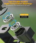 Two double-sealed high-temperature bearings for weldable gate hinges, showing noise-reducing and maintenance-free design.