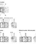 Diagram of Heavy Duty Workhorse Aluminum Pneumatic Rotary Actuator Featuring Slick Rack And Pinion Gears with various configurations.