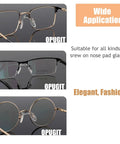 5 Piece Screw In U Shaped Eyeglass Nose Pads Super Comfy Hella Soft Silicone displayed on different eyeglass styles.