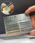 Built Tough Stainless Steel Scriber Tool Kit For Scale Modelers Includes Precision Drill Detail Markers And Assembly Rulers To Lay Lines Straight Up Crisp Without Any Mess Around During Every Garage Build Session. Stainless steel layout plate held by a hand, showing various detailed markings.