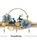 Heavy Duty Wall Mount Coat Hooks For Entryway And Closet, decorative gold coat rack with blue flowers and deer design.