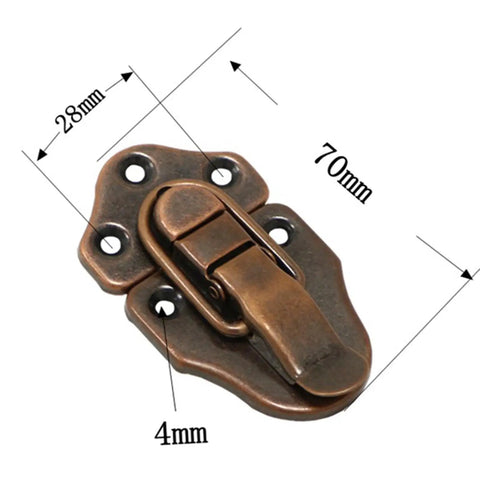 Vintage Red Bronze Toggle Latch For Wood Jewelry Box Suitcase Clasp Hardware With Screws Solid Zinc Alloy, 70mm x 28mm.