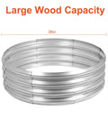 Heavy Duty Galvanized Fire Pit Ring For Outdoor Wood Burning 8 Piece Metal Firepit Liner With 0.8mm Thick Steel dimensions shown