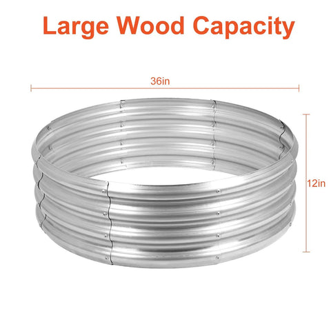 Heavy Duty Galvanized Fire Pit Ring For Outdoor Wood Burning 8 Piece Metal Firepit Liner With 0.8mm Thick Steel dimensions shown