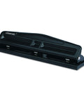 Deluxe 12 Sheet Adjustable Two And Three Hole Punch with 9/32 Inch Holes Rubber Grip Handle Black for paper binding