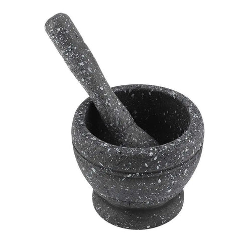 Granite Pattern Mortar And Pestle Set Manual Garlic And Seasoning Grinder With Non Slip Base For Fresh Spices Mash And Crush