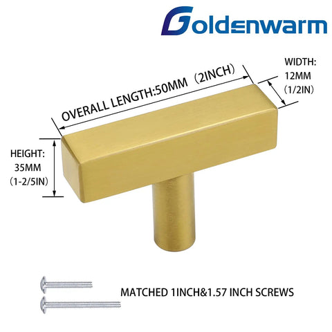 Gold Finish Square Bar Cabinet Knob Set 25 Pack Built To Last Brass Coated Stainless Steel Hardware For Cabinets Drawers