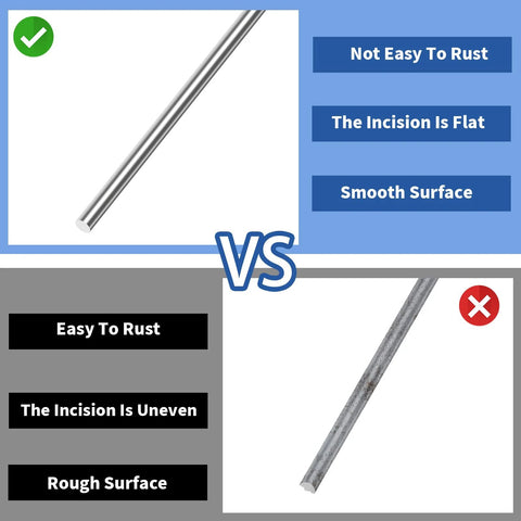 Stainless steel wire rod; polished smooth top wire vs rough rusted bottom wire for DIY RC models