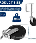 2 Pack Rock Solid Spring Loaded Gate Wheels Featuring 360 Degree Swivel Roll And No Sweat Height Adjustments For Smooth Outdoor Wooden Sliding Fence Tracks size dimensions with heavy-duty steel bracket