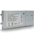 60W Triac Dimmable LED Driver for 12V DC Strip Lights, metal casing, 120V AC input, flicker-free dimming, front view
