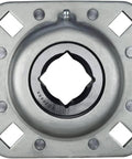 One And One Quarter Inch Square Bore Disc Harrow Flange Bearing Unit For Farming Applications Relubricable With Four Bolts And Two Triple Lip Seals