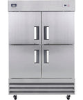 Badass Heavy Duty Commercial Reach In Refrigerator Featuring Four Solid Doors And Split Door Layout For Prime Cold Storage.