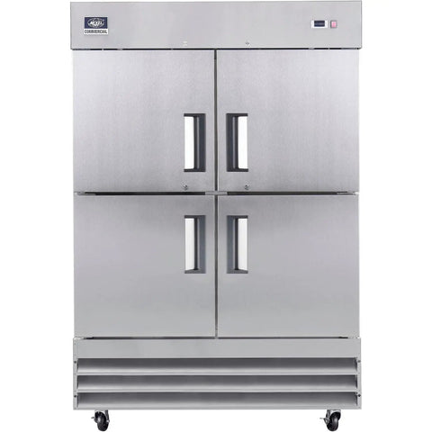 Badass Heavy Duty Commercial Reach In Refrigerator Featuring Four Solid Doors And Split Door Layout For Prime Cold Storage.